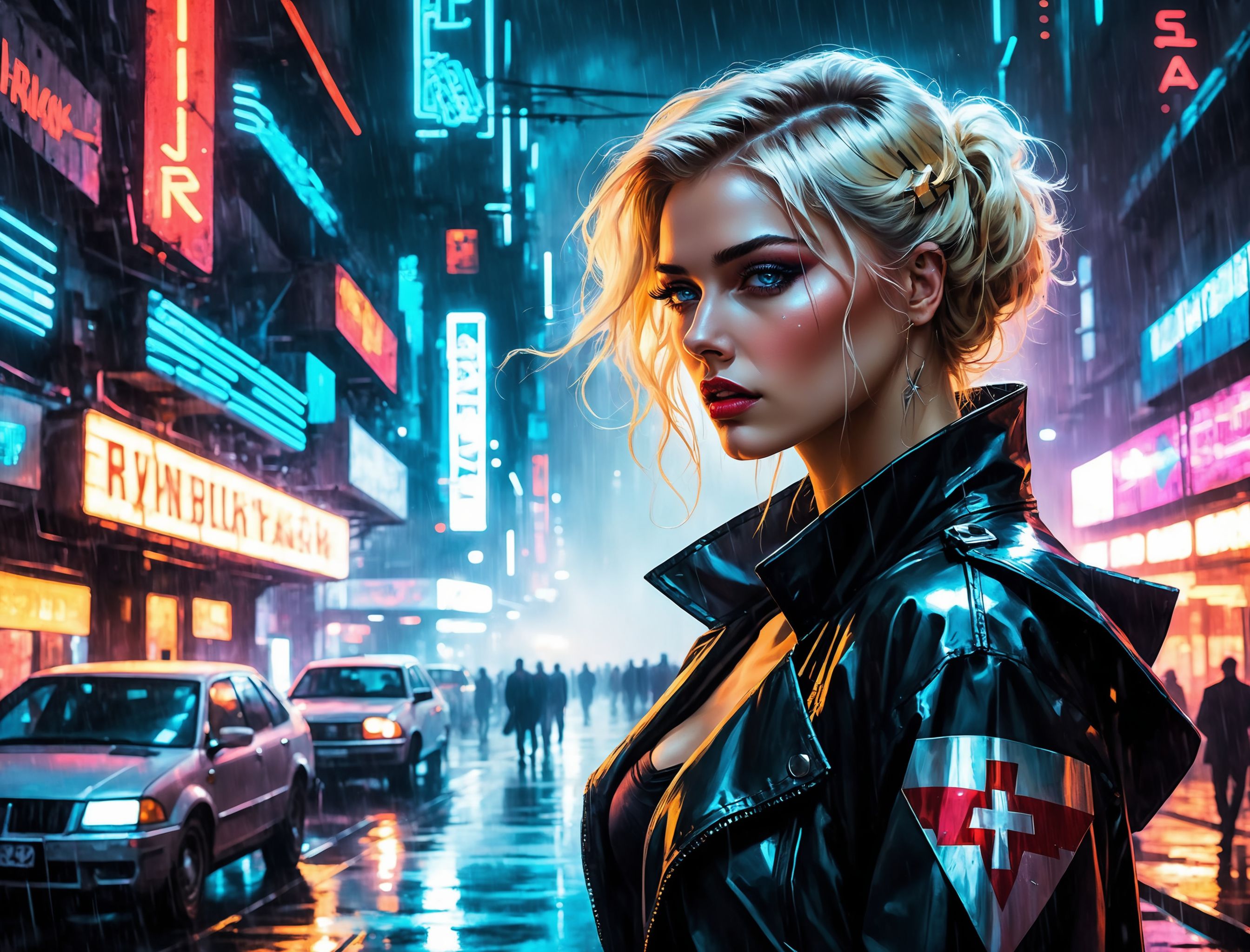 44883-859061227-(a girl with a beautiful face), nighttime, cyberpunk city, dark, raining, neon lights , (_lora_ScrapBuiltAI_0.5_ scrapbuiltai ,c.jpg